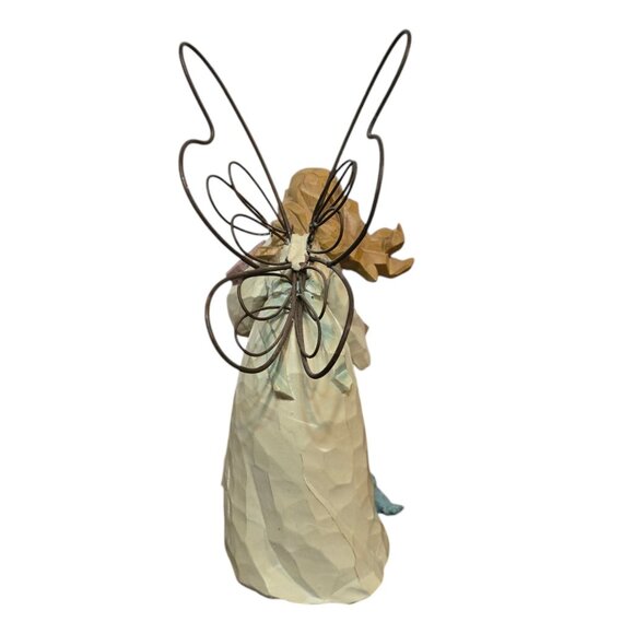 Angel Figurine Feeding Blue Birds Bluebirds Wire Wings AS IS - Picture 16 of 16